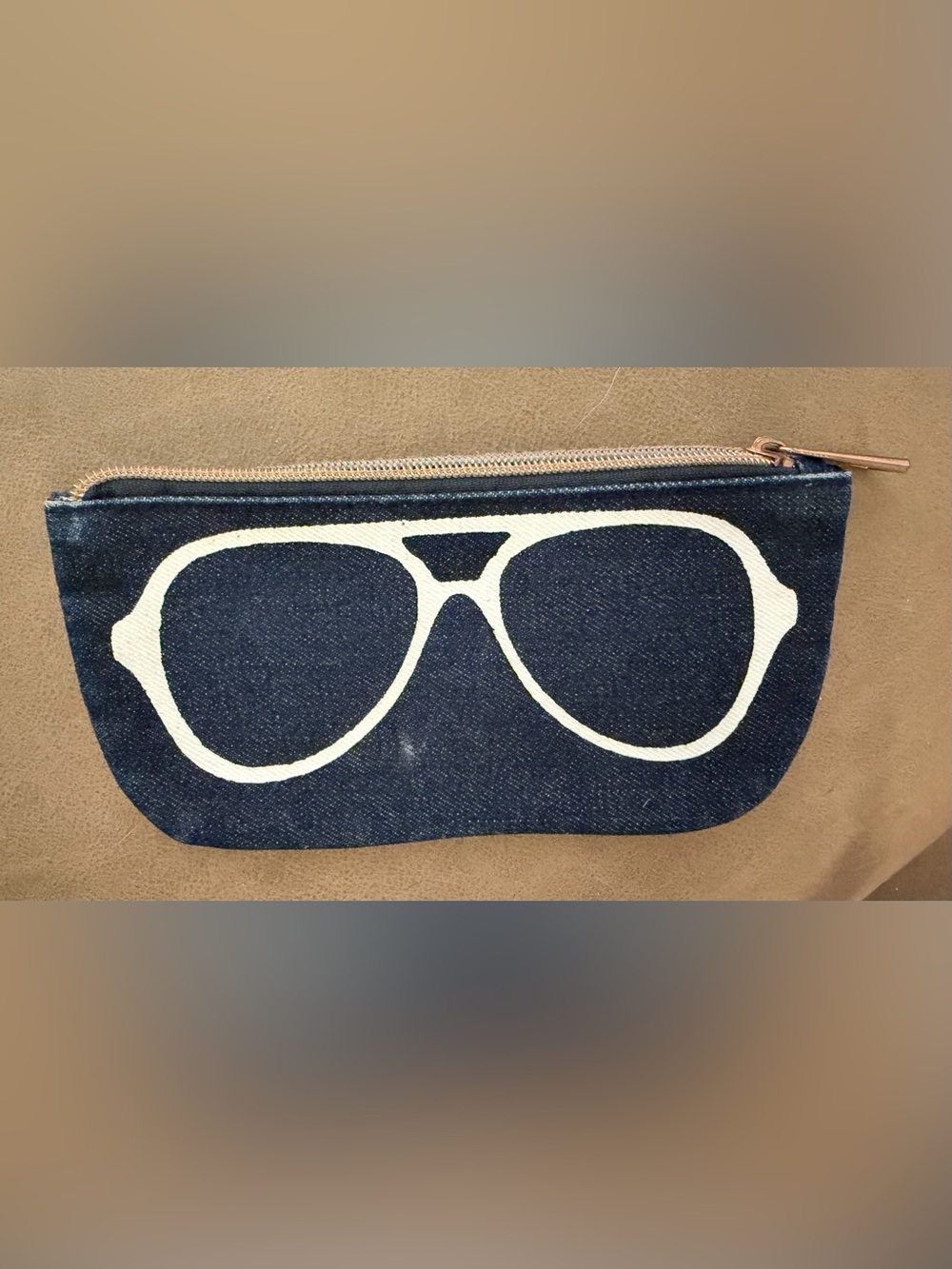 Denim Sunglasses Print Zipper Glasses Case - Navy